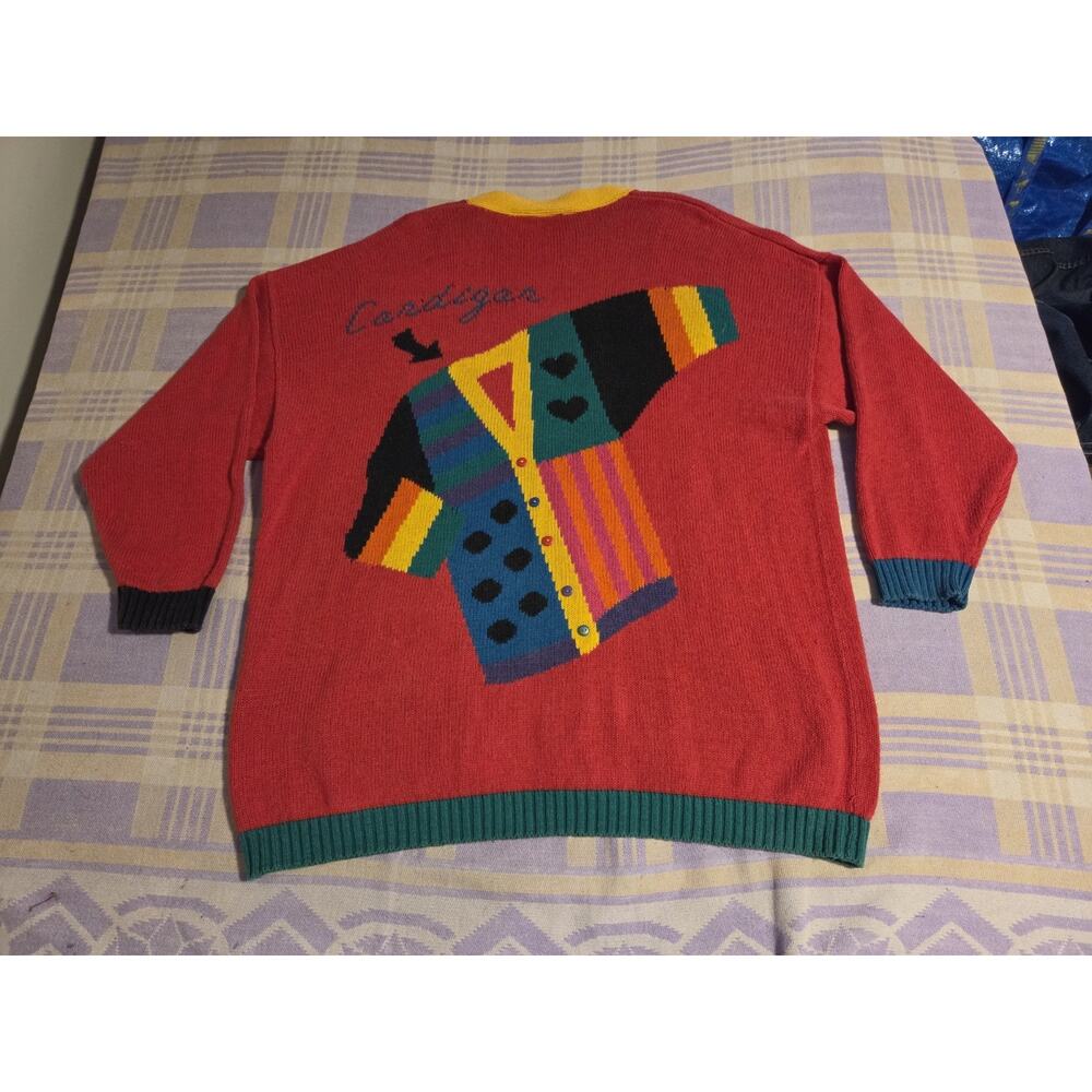 Vintage Cardigan Sweater Stefano International Size 22 / 24 90s Unique Rare